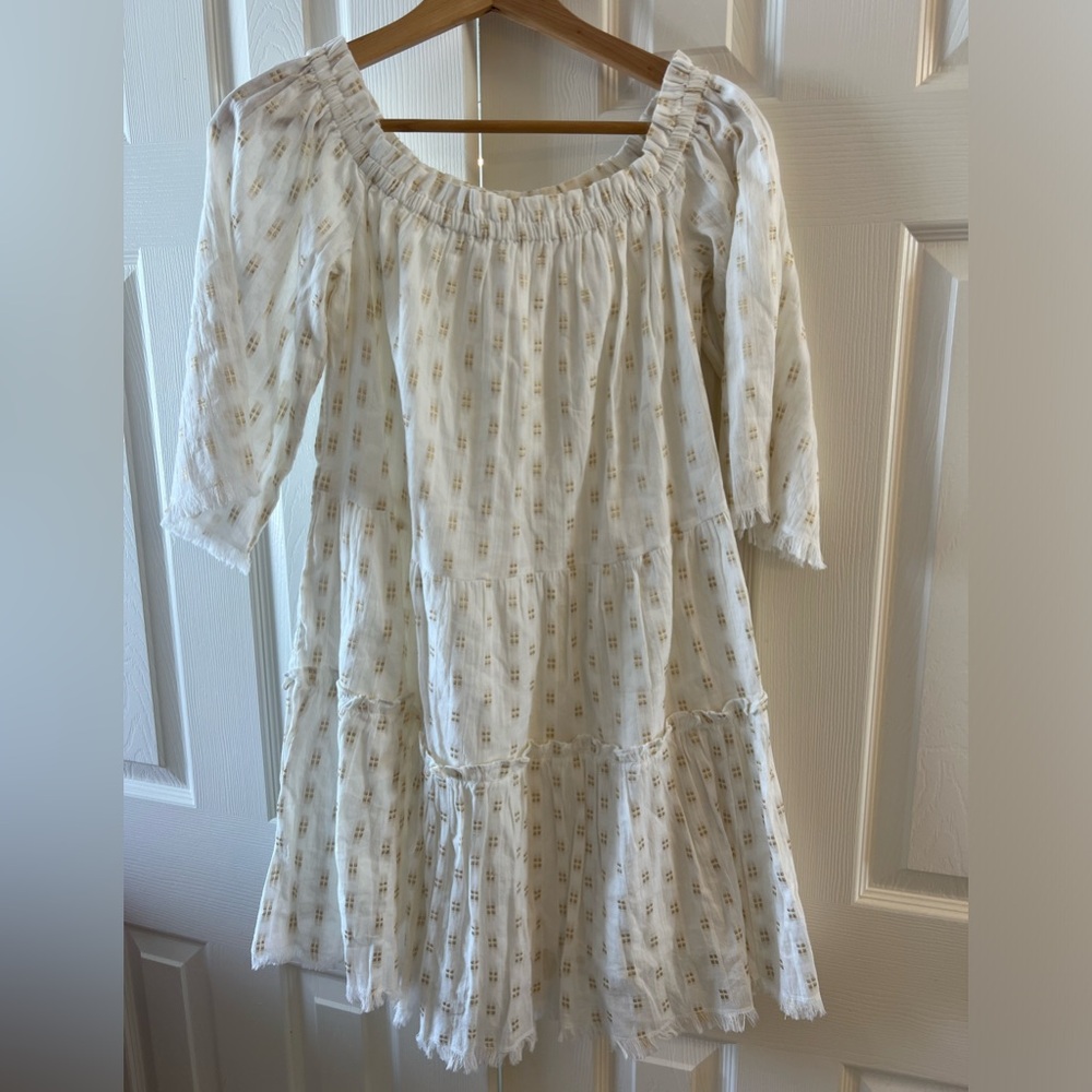 vineyard vine dress size s nwt white with gold